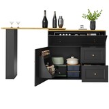 thumbnail of Bartisch ausziehbar Schwarz 204x39x105  mit Stauraum Snack Regal 360 Grad Drehteller Klappschubladen MDF Metallgriffe