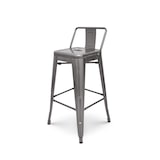 thumbnail of Set di 4 sgabelli da bar in metallo grezzo zincato stile industriale - Con schienale - Altezza 66 cm