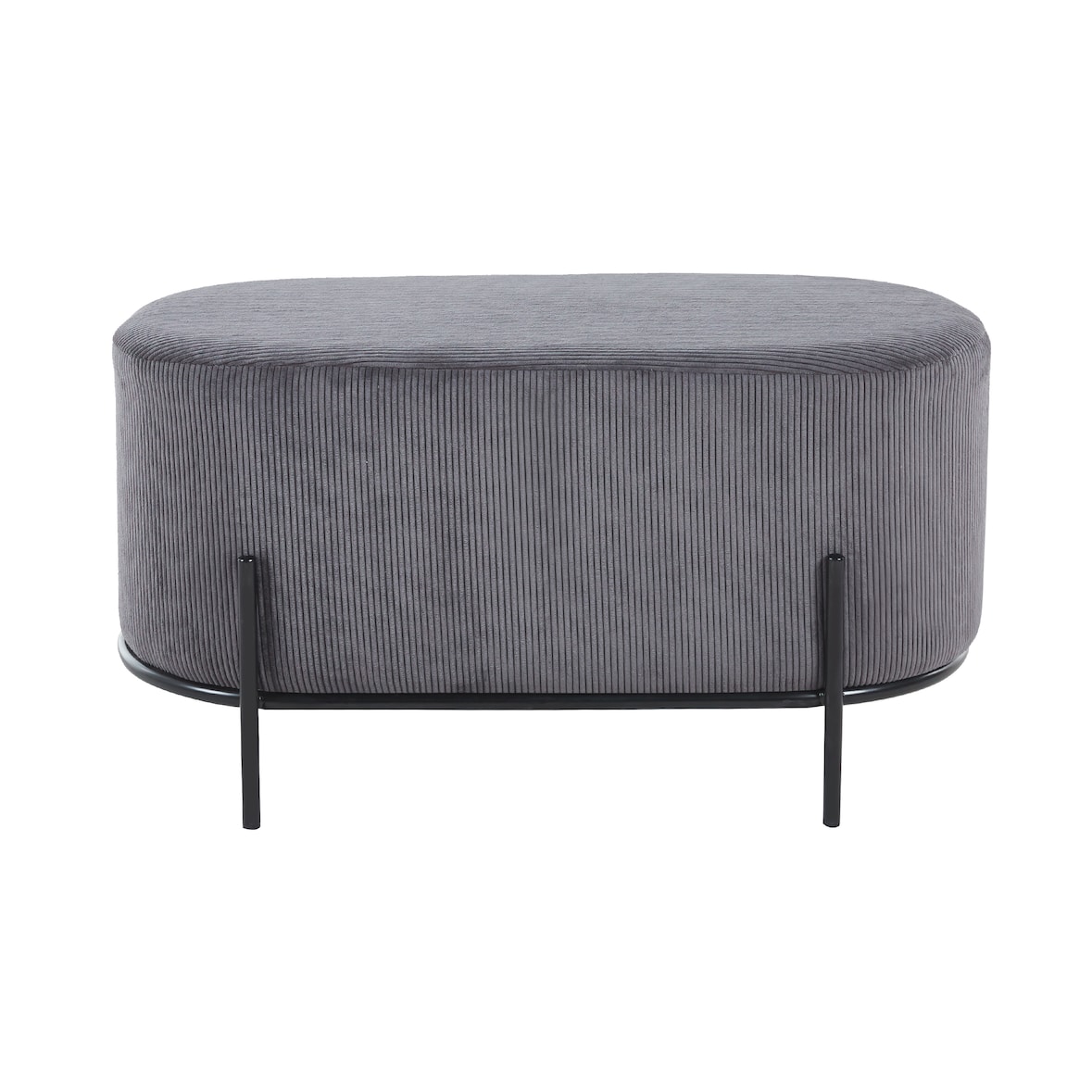 SalesFever Polsterhocker | Stoffbezug in Cord-Optik | Metallgestell | B 80 x T 40 x H 42 cm | grau – schwarz