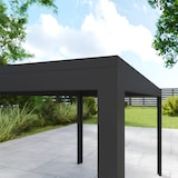 thumbnail of Garten-Set bestehend aus einem Metalltisch mit Loch und 6 stapelbaren, luftdurchlässigen Stühlen für die Terrasse, grau