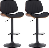thumbnail of Décoshop26 - Set aus 2 Barhockern im Retro-Modern-Stil mit schwarzem Stoffsitz Gestell aus Walnussholz und schwarzem Metall 10_0006701