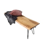 thumbnail of Sitzbank Baumkante 140 cm natur massiv Akazie Hairpin-Gestell schwarz