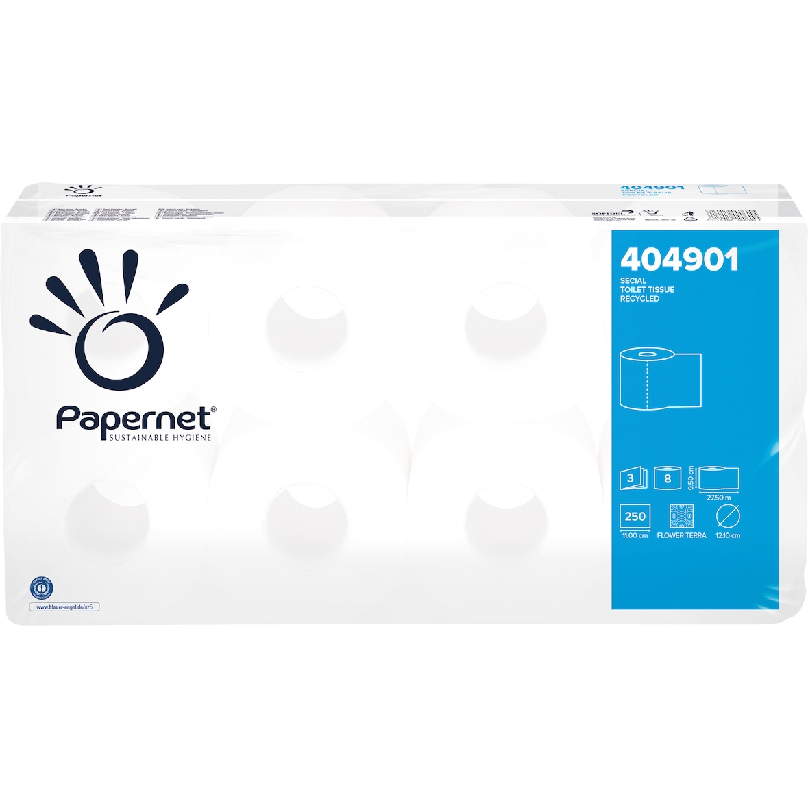 Papernet 404901 Toilettenpapier 3lagig 250Blatt weiß 8 Rl./Pack.