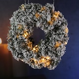 thumbnail of LED Tannenkranz Türkranz Advent beschneit beleuchtet 35cm Timer Batterie grün