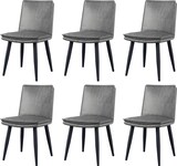 thumbnail of Esszimmerstuhl Set 6er PU Grau mit doppellagigem Sitzkissen und Metallbeinen modernes Design bequem pflegeleicht 84x57x49 cm