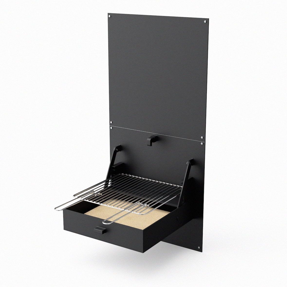 MF - WALL iBBQ Modell Holz- und Holzkohlegrill mit Schutzplatte (Schwarz - 58,5 x 57 x 114 cm) REF: 4200/2