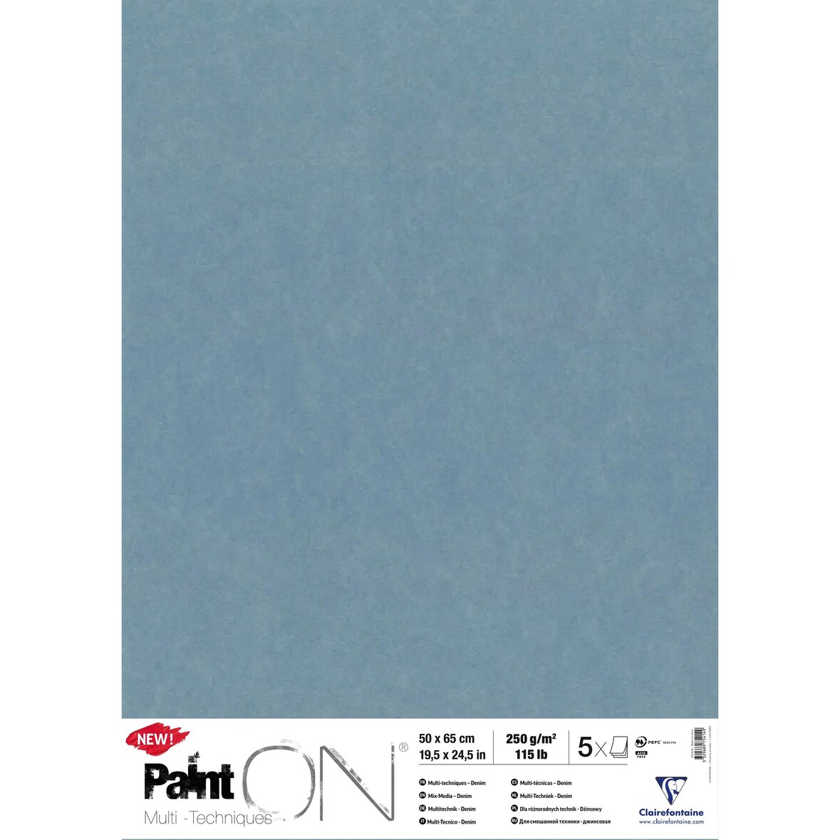 Clairefontaine PaintON Denim, 5 Bogen 50x65 cm, 250g, denimblau, Mixed Media - Denim 975414C
