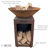thumbnail of Ciotola da fuoco Auvergnat Corten Legno Rotondo 62 Ciotola Singola
