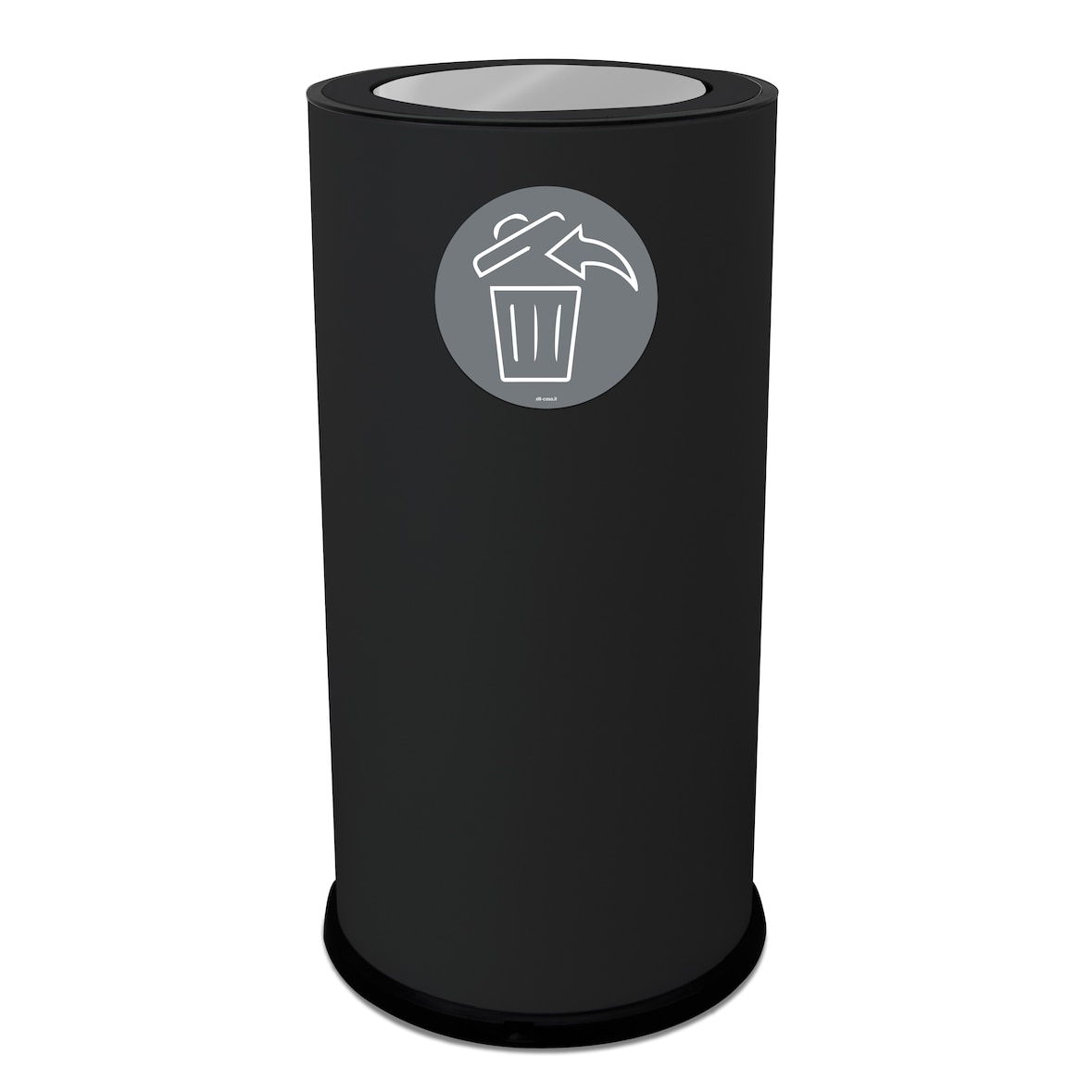Stil Casa afvalbak voor gescheiden afval met kanteldeksel, Ø 35 x h. 72 cm, gelakt staal, magnetisch pictogram, 70 liter, zwart.