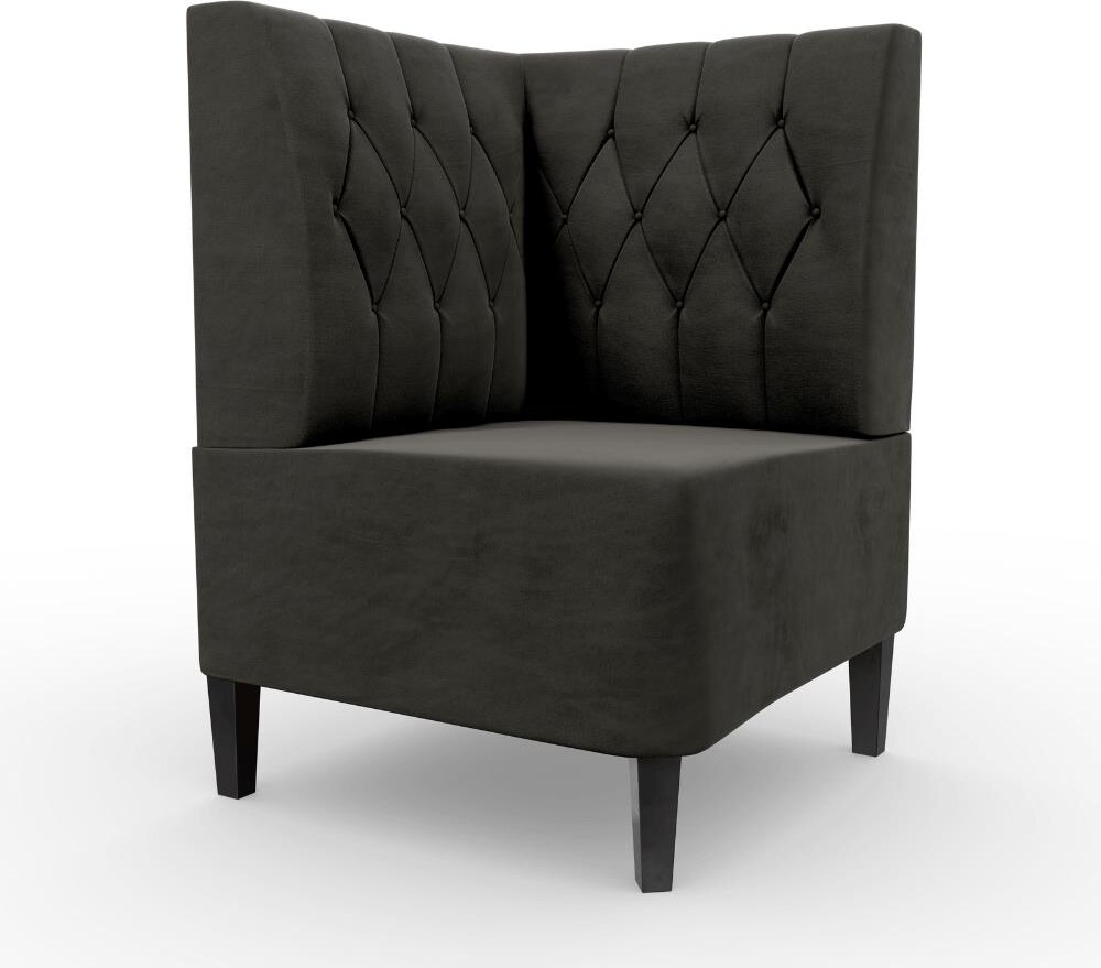 Gastro Eckbank Paris | 64x64 cm | Samtstoff in Anthrazit | Diamant