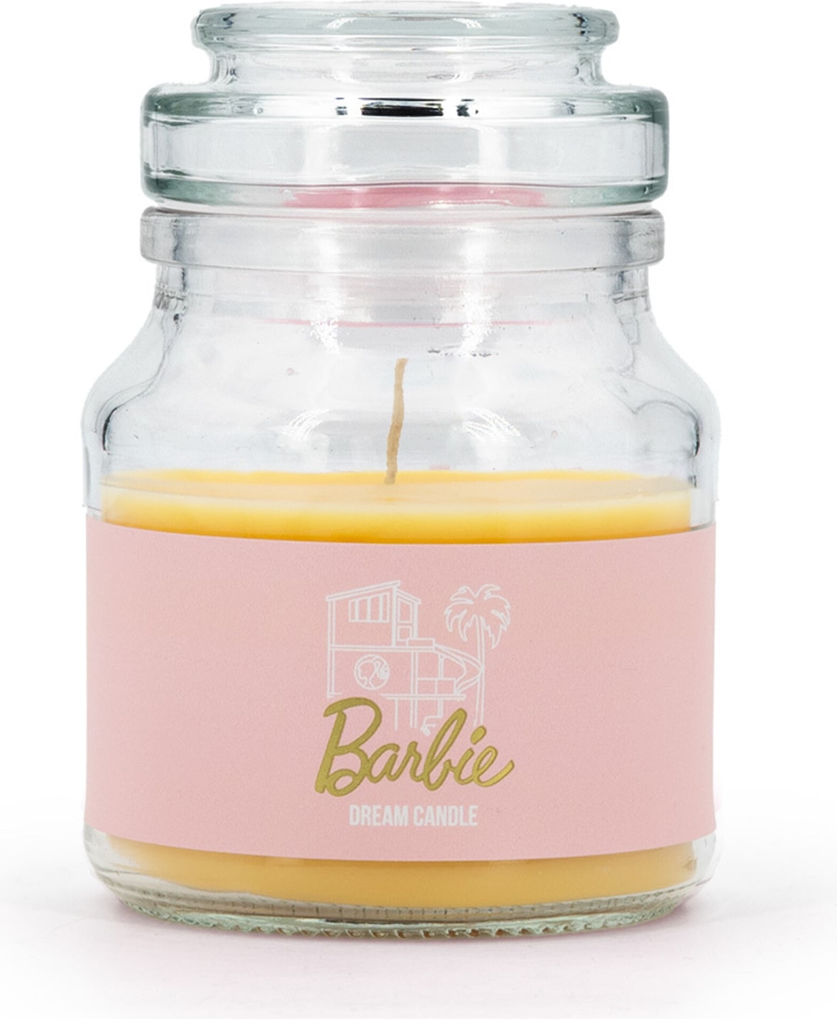 Barbie™ Duftkerze, Dream Candle, Sommerduft Limette & Amber, Kerze im Glas, 11,2 x 7 cm, Geschenk Barbie Fan, rosa