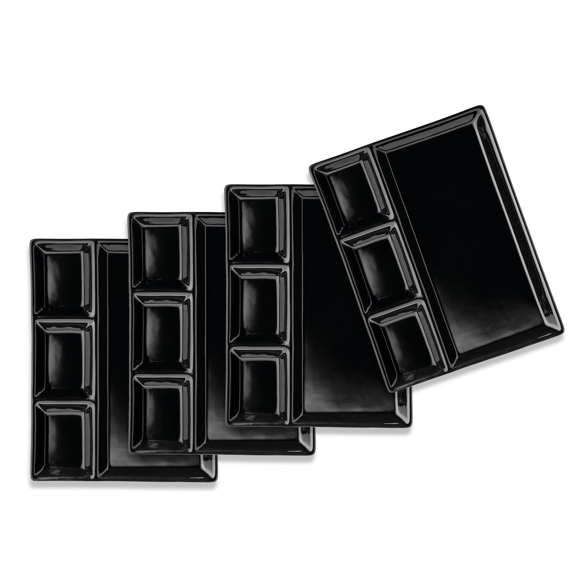 MÄSER Fondueteller rechteckig 25,5 x 19,5 cm, 4-er Set, SCHWARZ postsicher