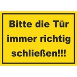 thumbnail of Aufkleber Bitte die Tür immer richtig gelb-schwarz A8 (52x74mm)