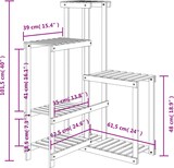 Ein mehrstufiger Holzständer für Pflanzen.