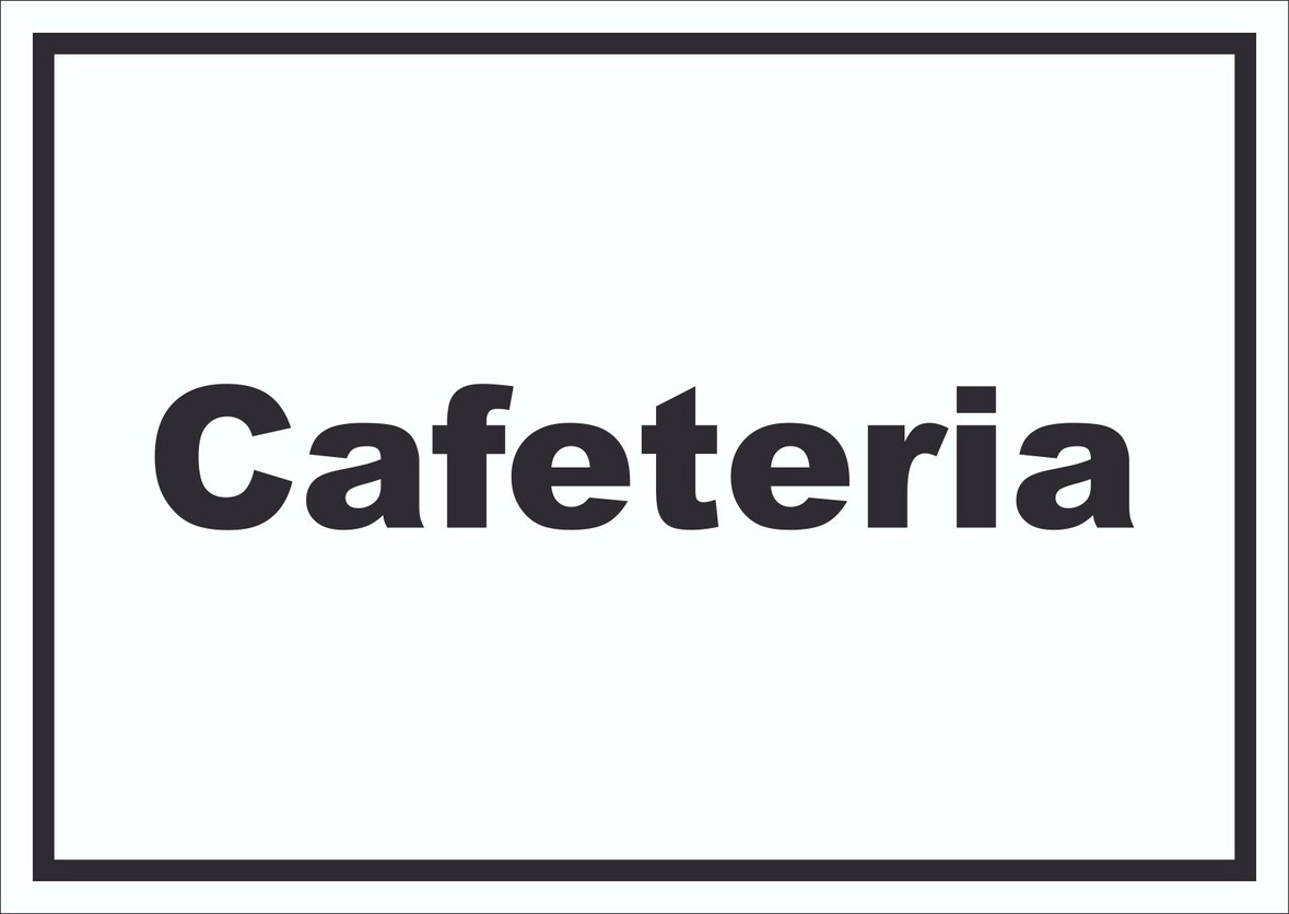 Cafeteria Schild mit Text Restaurant mit Selbstbedienung waagerecht A3 Rückseite selbstklebend