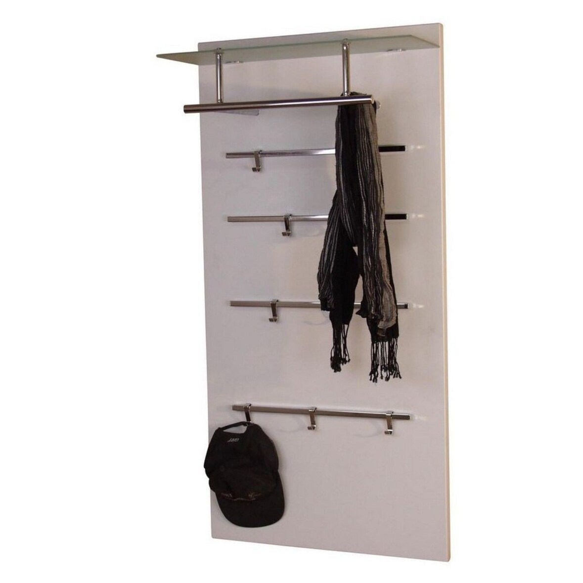 Décoshop26 - Porte-manteau panneau mural meuble d'entrée blanc MED05080