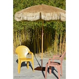 thumbnail of Parasol marron clair à franges en acier finition bois naturel - HAWAI
