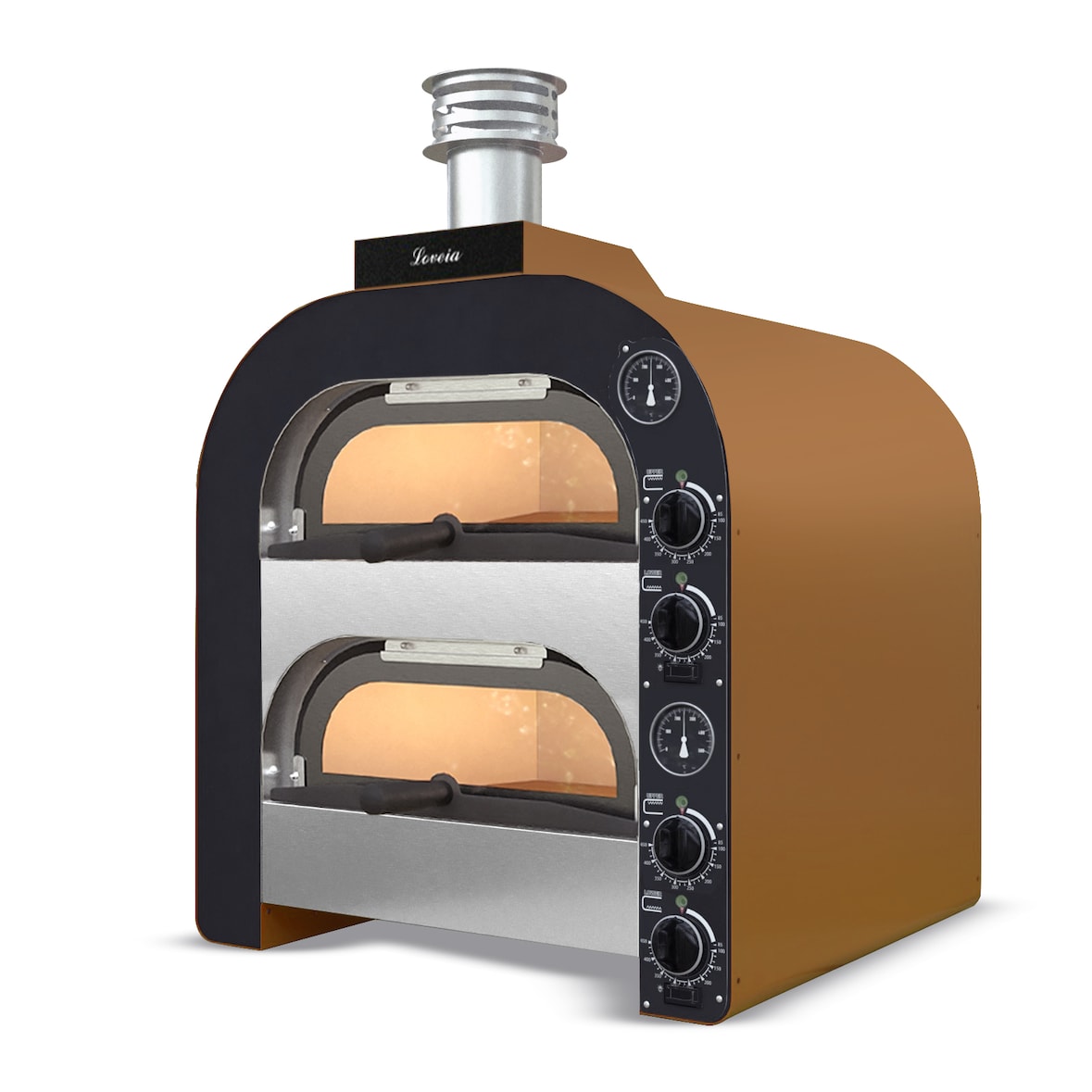 GMG - Pizzaofen PF4040 DR elektrisch - 1+1 Ø39cm | 7 kW, 3NAC | 400V - Edelstahl 2 Backkammern