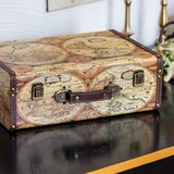 thumbnail of HMF VKO104 Vintage Koffer aus Holz, 44 x 32 x 16 cm, Deko Weltkarte Farbe
