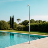 thumbnail of Ducha para piscina exterior en acero inoxidable 316 con mezclador frío-calor, desviador, chorro lavapiés y cartucho cerámico, inox satinado MPC