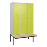 thumbnail of C+P Spind Classic PLUS, Buche schwebende Sitzbank, 6 Abteile, HxBxT 212x120x82cm, Zylinderschloss, Hellgrau/Clowngrün von PROREGAL