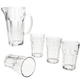 thumbnail of MIX 5tlg Set 1x Glaskrug 1L + 4x Gläser 300 ml klar Wasser Saft Cocktails Party