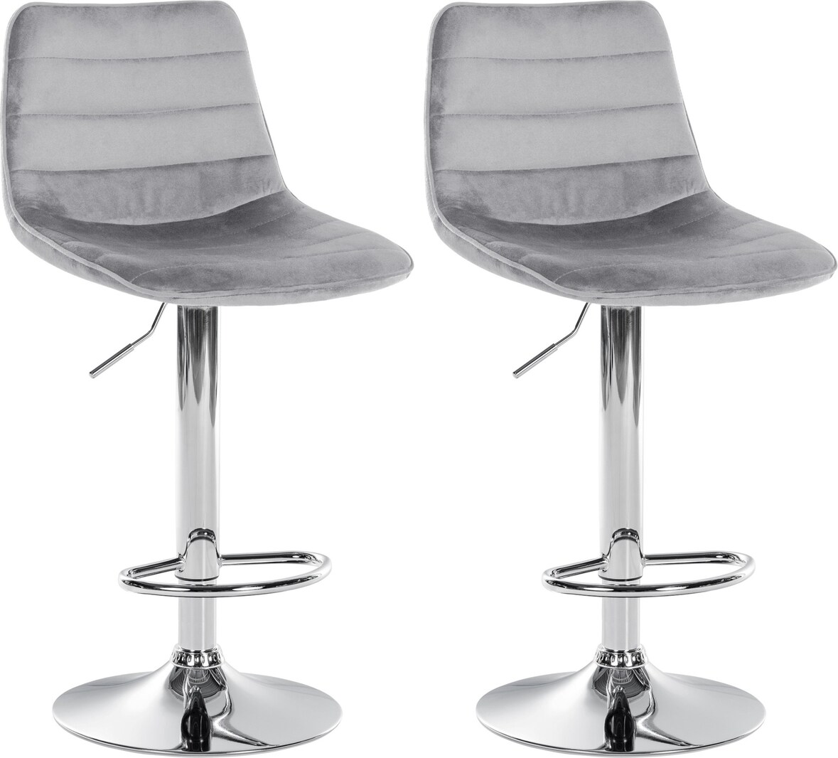2er Set Barhocker Lex Samt grau/chrom