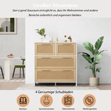 thumbnail of Merax Hochwertiger 4-Schubladen-Rattanschrank mit Massivholzgriffen - Geeignet für Schlafzimmer, Wohnzimmer Maße: B80/H80/T38 cm Natur + Weiß