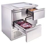 thumbnail of METRO Professional Bancada refrigerador GDS3600, aço inoxidável, 88 x 90 x 70 cm, 97 L, 220 W, com fechadura, 4 gavetas, prateado