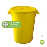 thumbnail of Cubo industrial 100 litros con tapa. Color Amarillo.