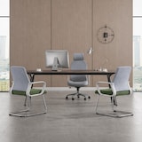 thumbnail of Conjunto de 2 sillas para sala de espera oficina reuniones, conferencias y estudio asiento ergonómico acolchado con reposabrazos tejido transpirable
