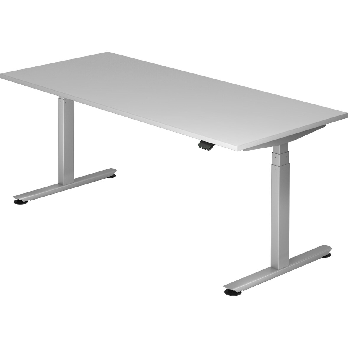 Sitz-Steh-Schreibtisch elektrisch 180x80 -127cm Grau/Silber