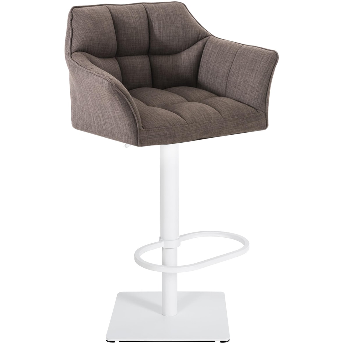 Banco de bar Damaso com revestimento em tecido cinza/branco