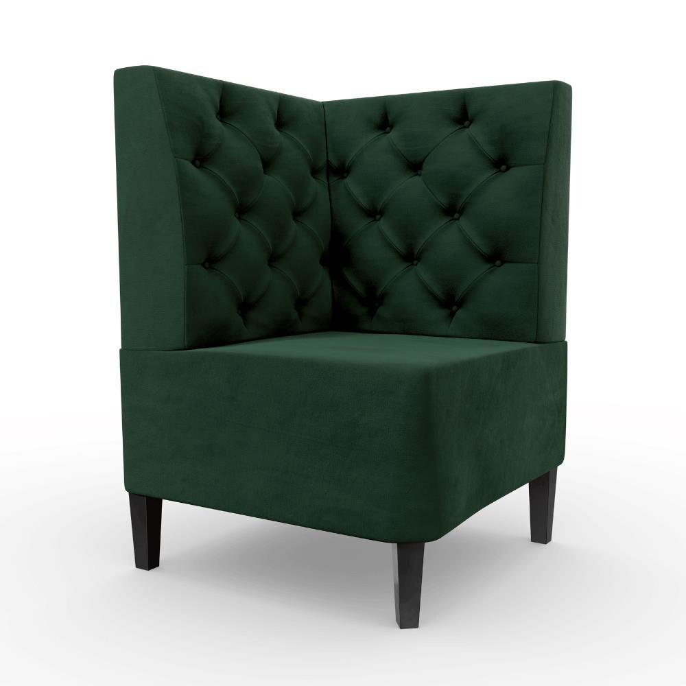 Gastro Eckbank Paris | 64x64 cm | Samtstoff in Grün | Chesterfield