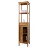 thumbnail of Teak hoge kast HWC-M74, badkamermeubel, 1 deur 4 vakken, hoogwaardige B-kwaliteit teak (kernhout, 20-30 jaar) 181x40x35cm