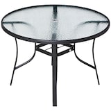thumbnail of Mesa de Cristal de Jardín con Agujero para Sombrilla Mesa de Comedor Redonda Exterior Terraza Balcón con Marco de Acero Ø106,5x71 cm