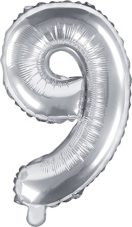 Folienballon silber Zahl 9