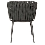 thumbnail of 2er-Set Aluminium-Gartenstuhl HWC-N38, Outdoor Stuhl Armlehne, Olefin Seilgeflecht Rope ~ anthrazit Kissen dunkelgrau