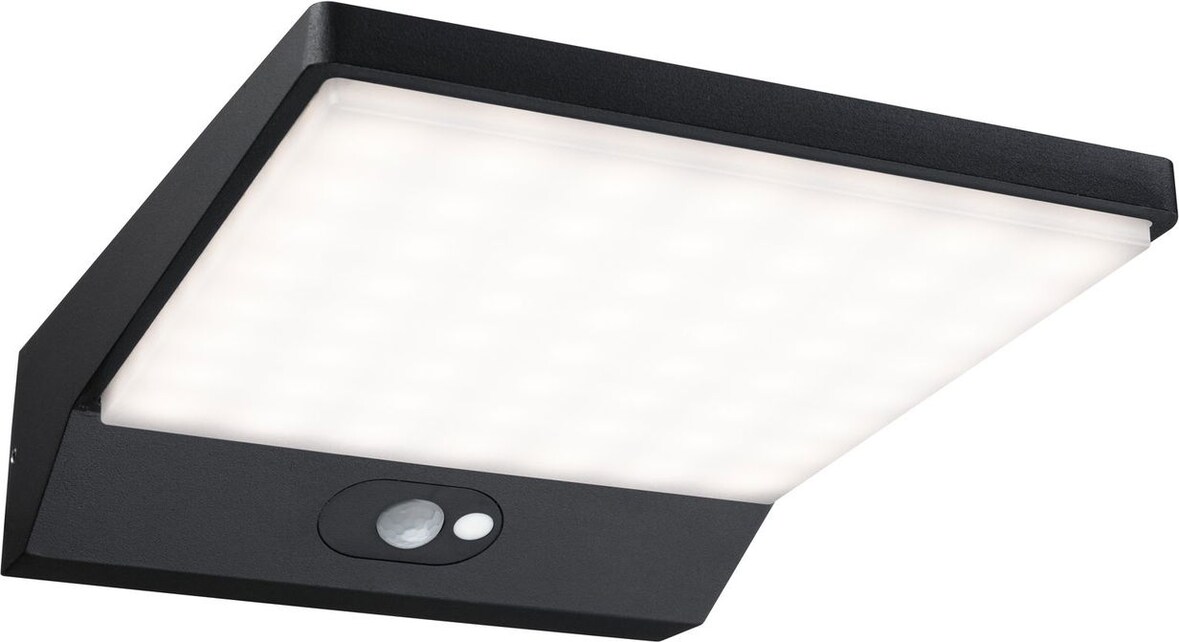 Paulmann LED Außenwandleuchte Ronea Dämmerungsgesteuerter Bewegungsmelder (IR)  IP44  180x250mm 3000K 10,5W 680lm 230V  Dunkelgrau Aluminium 94332