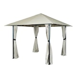 thumbnail of Pérgola HWC-J63, cobertura de pátio para pavilhão de jardim com parede lateral, 3x3m ~ bege-creme