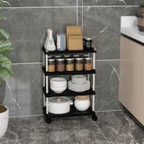 thumbnail of COSTWAY 4 Tier Rolling Cart Recess Shelf com rodas e ganchos laterais, carrinho de utilidade, carrinho de cozinha