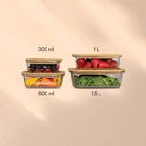 thumbnail of Frischhaltedosen 4er-Set Borosilikatglas Bambus stapelbar 4 Größen Klarglas