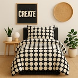 thumbnail of Benetton - 3-teiliges Einzelbett-Set (Bettbezug 155 x 200 cm, Spannbettlaken 90 x 200 cm und Kissenbezug 50 x 80 cm) 100 % schwarze Baumwolle