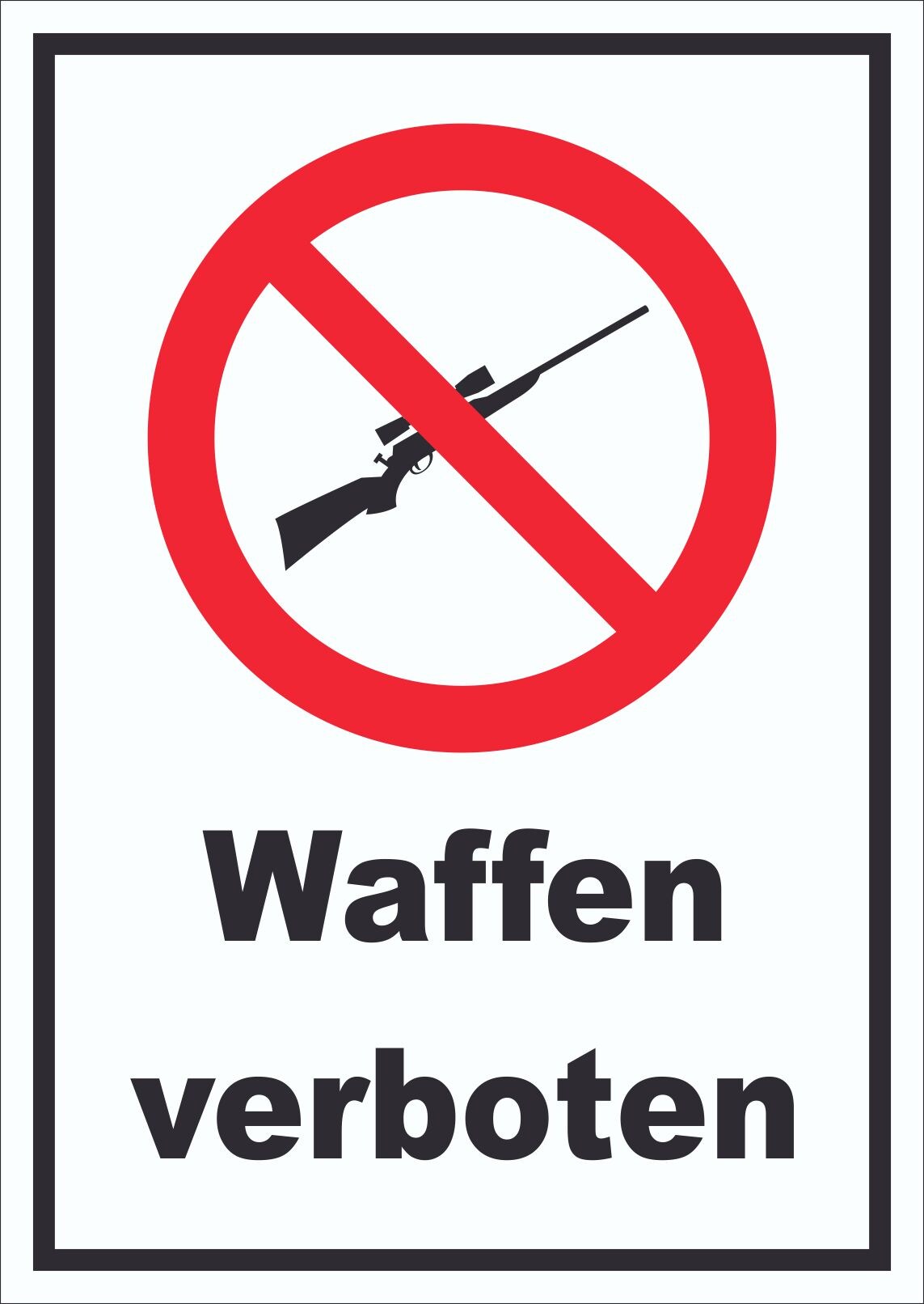 Waffen verboten Schild A0 Rückseite selbstklebend