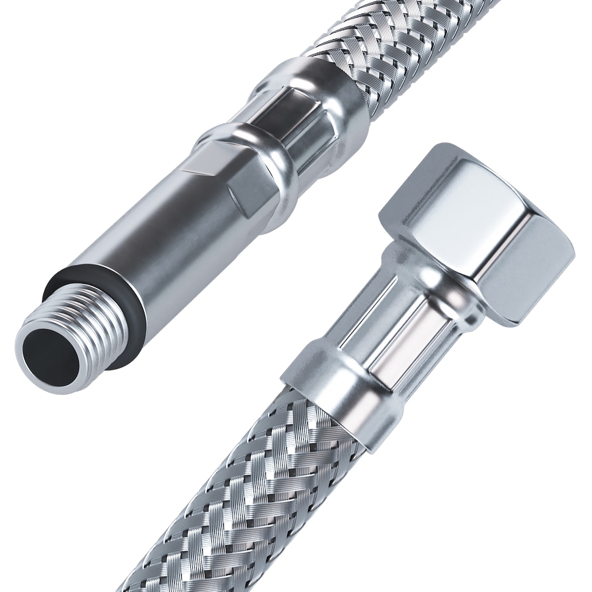 Gummischlauch Geflochten Panzerschlauch 3/8" 200 cm Flexschlauch mit Dichtung