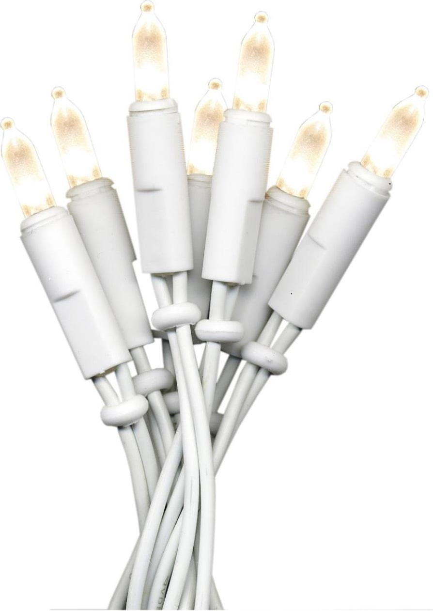 Ein Bündel weißer Lichterketten.