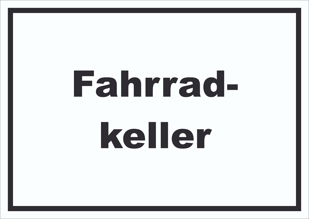 Fahrradkeller Schild mit Text Rad Bike waagerecht A1 (594x841mm)