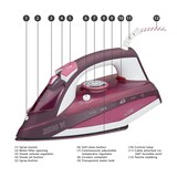 thumbnail of Clatronic DB 3705 Plancha Ropa Vapor, Suela Cerámica, 7 Funciones, 40 boquillas Vapor, Termostato, Cable 360º 2600W Blanco/Rosa