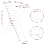 thumbnail of vidaXL Esstischbeine X-Form 3 Stk. Naturstahl 90x(72-73) cm Stahl