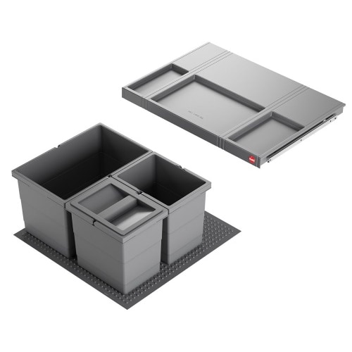 Hailo Abfallsammler 3301621 Allegro 270 Einsatz 2x 6.5 + 14 Liter Dunkelgrau